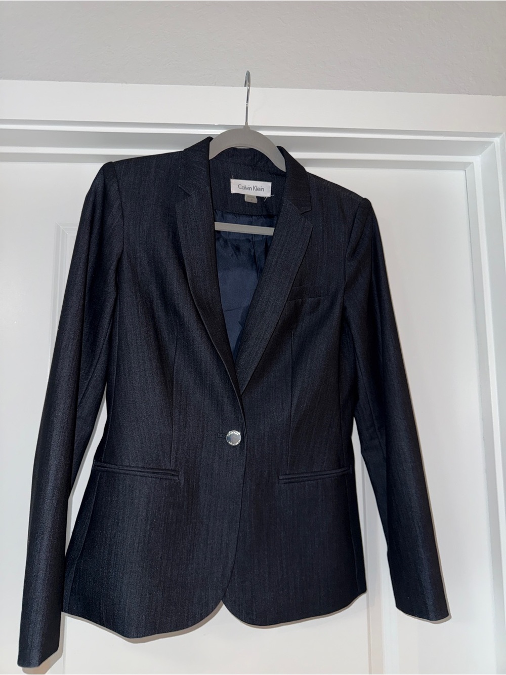Calvin Klein Women's Dark Navy Single-Button Blazer